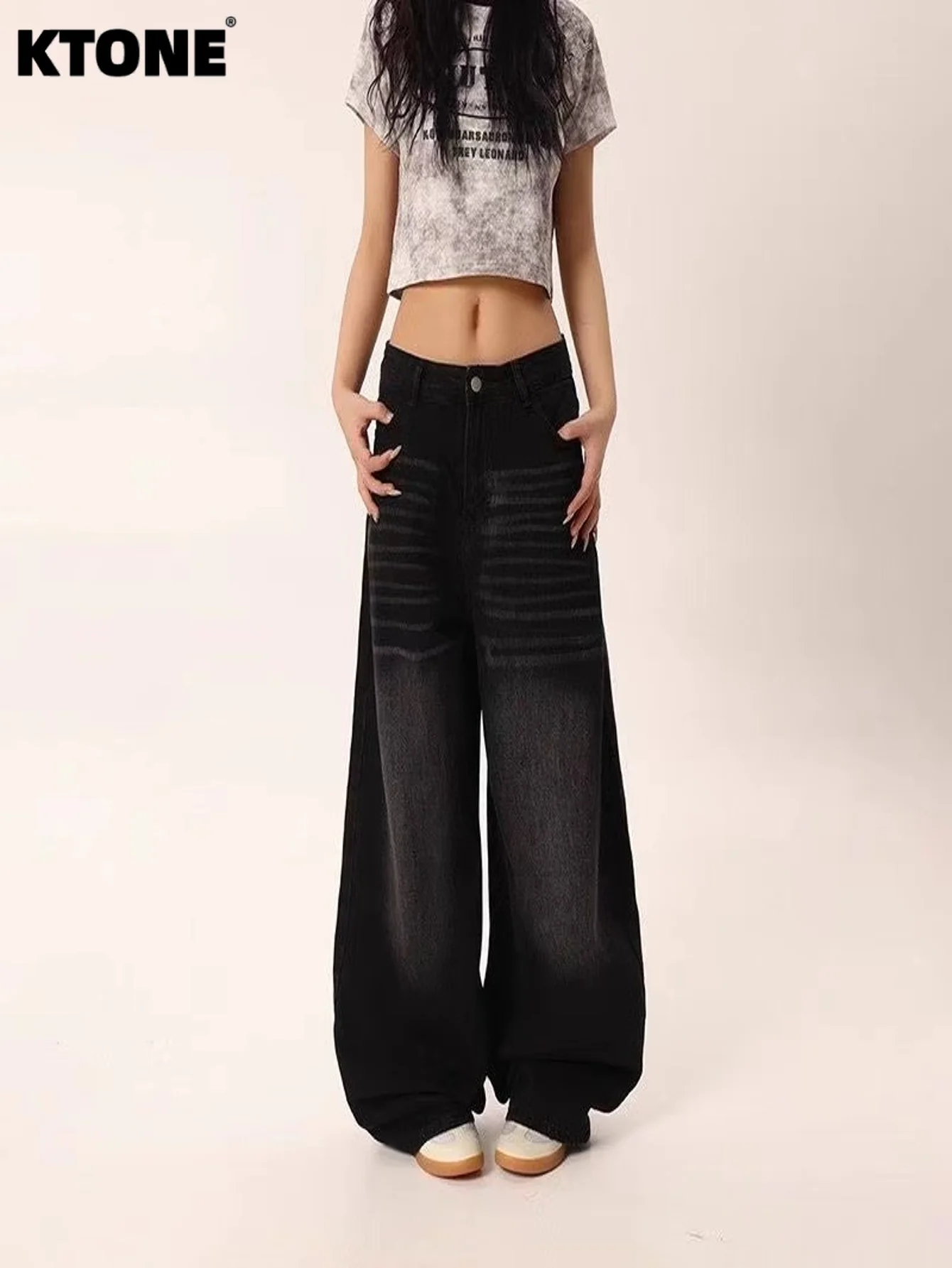 

Men's Loose Black Jeans Pants Y2k Trend Unisex Street Style Drip Design No accessories or belts included