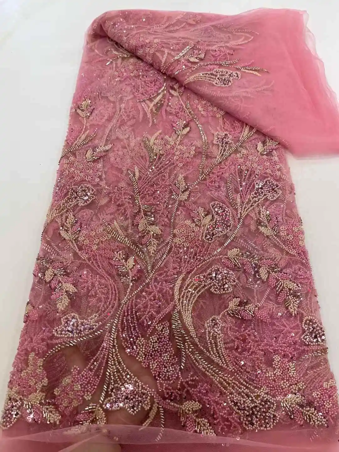 Африканская кружевная ткань для жениха, высокое качество, французские бусины, блестки, кружевная ткань, 5 ярдов для нигерийского шитья, вечерние свадебные платья