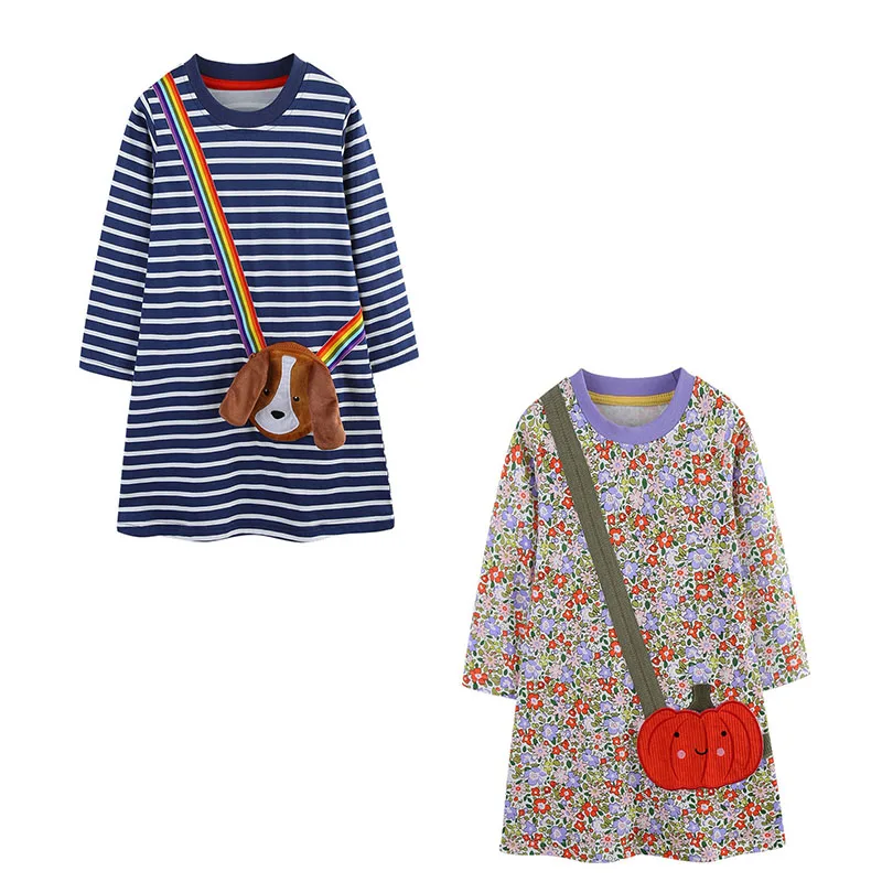 

Jumping Meters 2-7T Halloween Long Sleeve Pumpkin Bag Girls Dresses Baby Clothes Princess Girls Frock Costume
