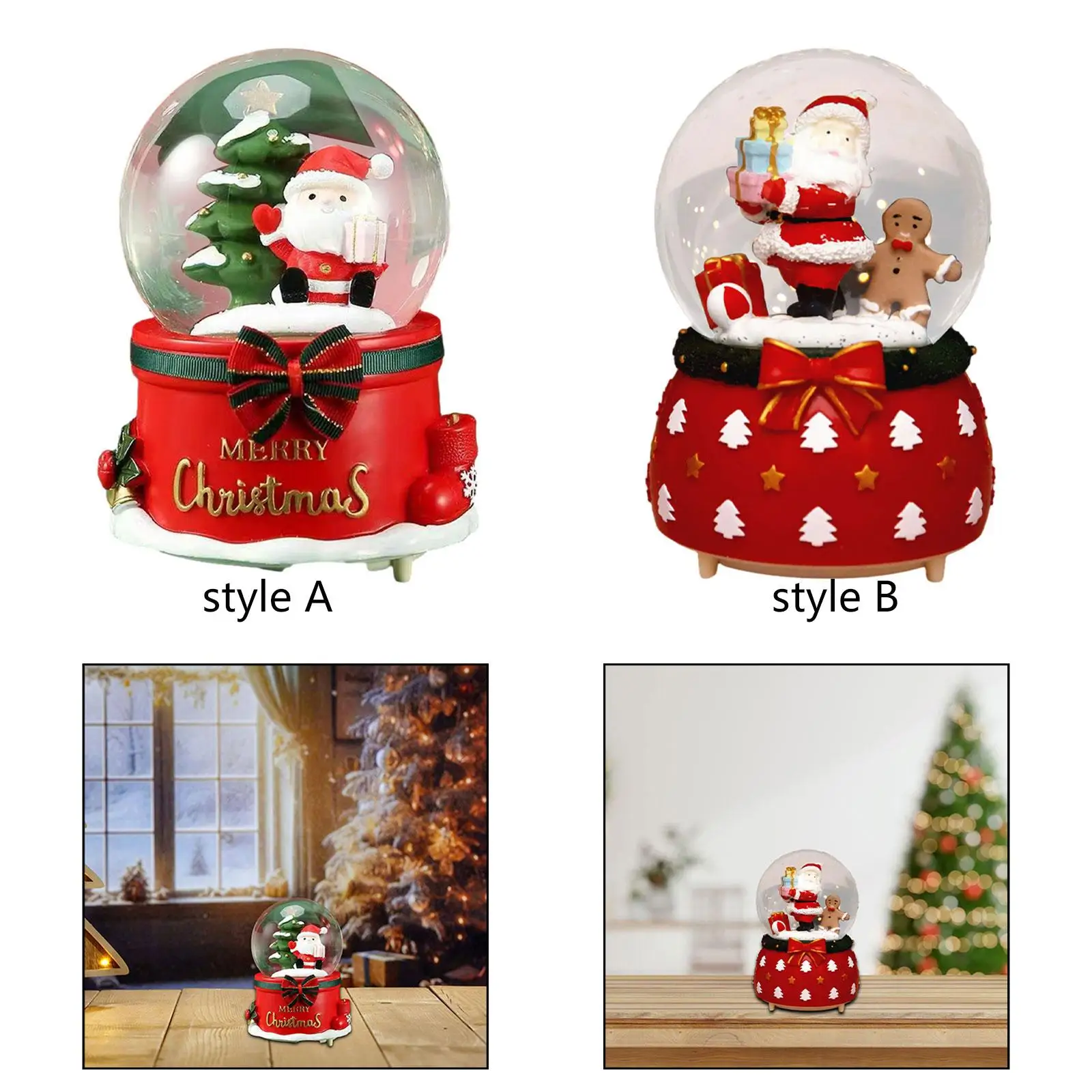 Christmas Snow Globe Lantern Home Decoration for Desktop Countertop Cabinets