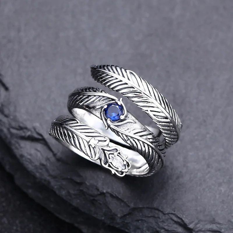 925 sterling silver leaf ring for men and women live ring for index finger thai silver retro distressed personalized jewelry