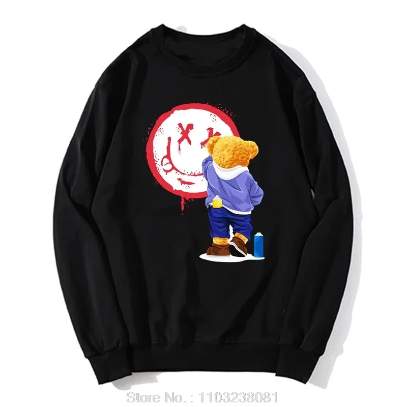 Teddy Bear Playing Badminton Hoodie Exercise Clothing Cotton Tops Graphics New Men Women Sweatshirt Printed Streetwear