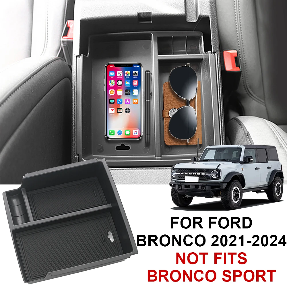 Center Console Organizer Storage Tray For Ford Bronco 2021 2022 2023 2024 Armrest Storage Insert Separate Box Car Accessories