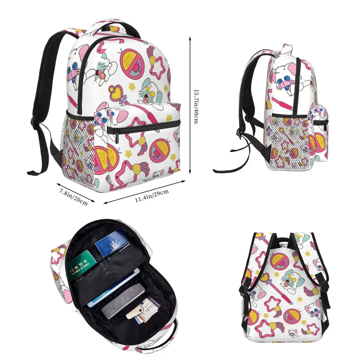 Creamy Mami Design Backpacks Boys Girls Bookbag Children School Bags Cartoon Kids Rucksack Lunch Bag Pen Bag Three-Piece Set