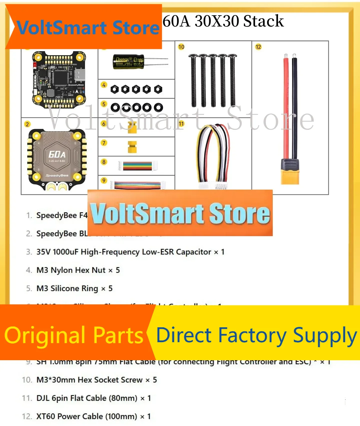 VoltSOriginal Speedybee F4V4-55-Stack 3-6S 30X30 F405 V4 FC Flight Controller BLHELIS 55A 4in1 ESC For FPV Freestyle Drones DIY