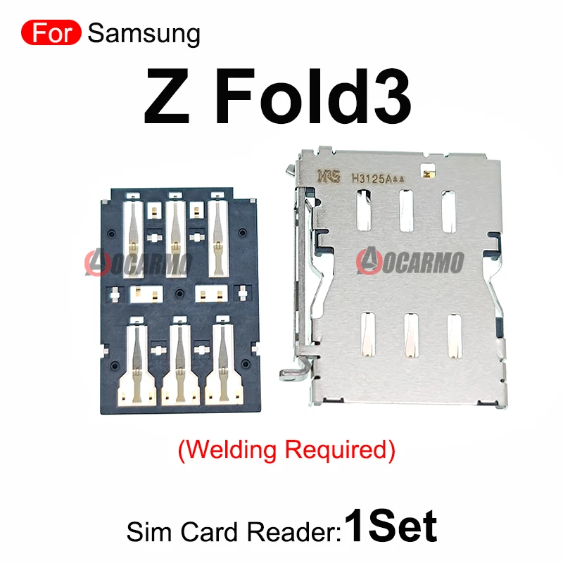 1Set SIM Card Reader Holder Replacement Parts For Samsung Galaxy Z Fold 3 Fold3 SM-F926 Welding Required