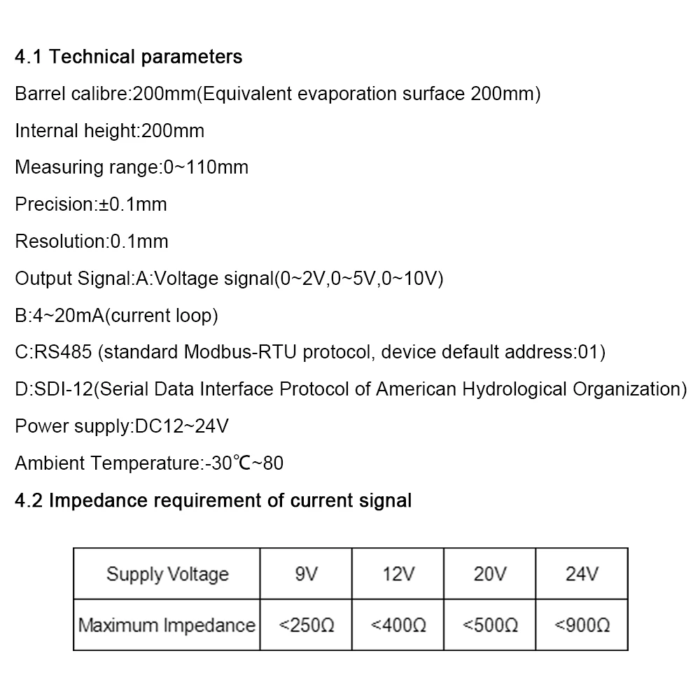 River Lake Surface Moisture Evaporation Sensor Evaporation Dish Tube Online Monitor Heat Transmitter Analog RS485 Output