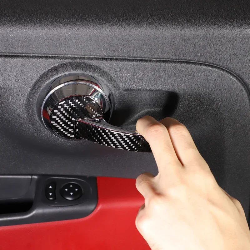 

Soft Carbon Fiber Car Door Handle Panel Decorative Sticker For Fiat 500 2011-2020 2021 2022 Protection Car Interior Accessories
