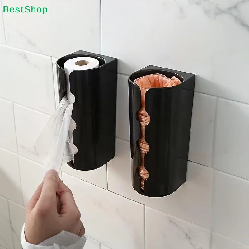 1/2Pcs Wall Mounted Garbage Trash Bag Storage Box No Drill Large Capacity For Kitchen Bathroom Trash Bag Holder