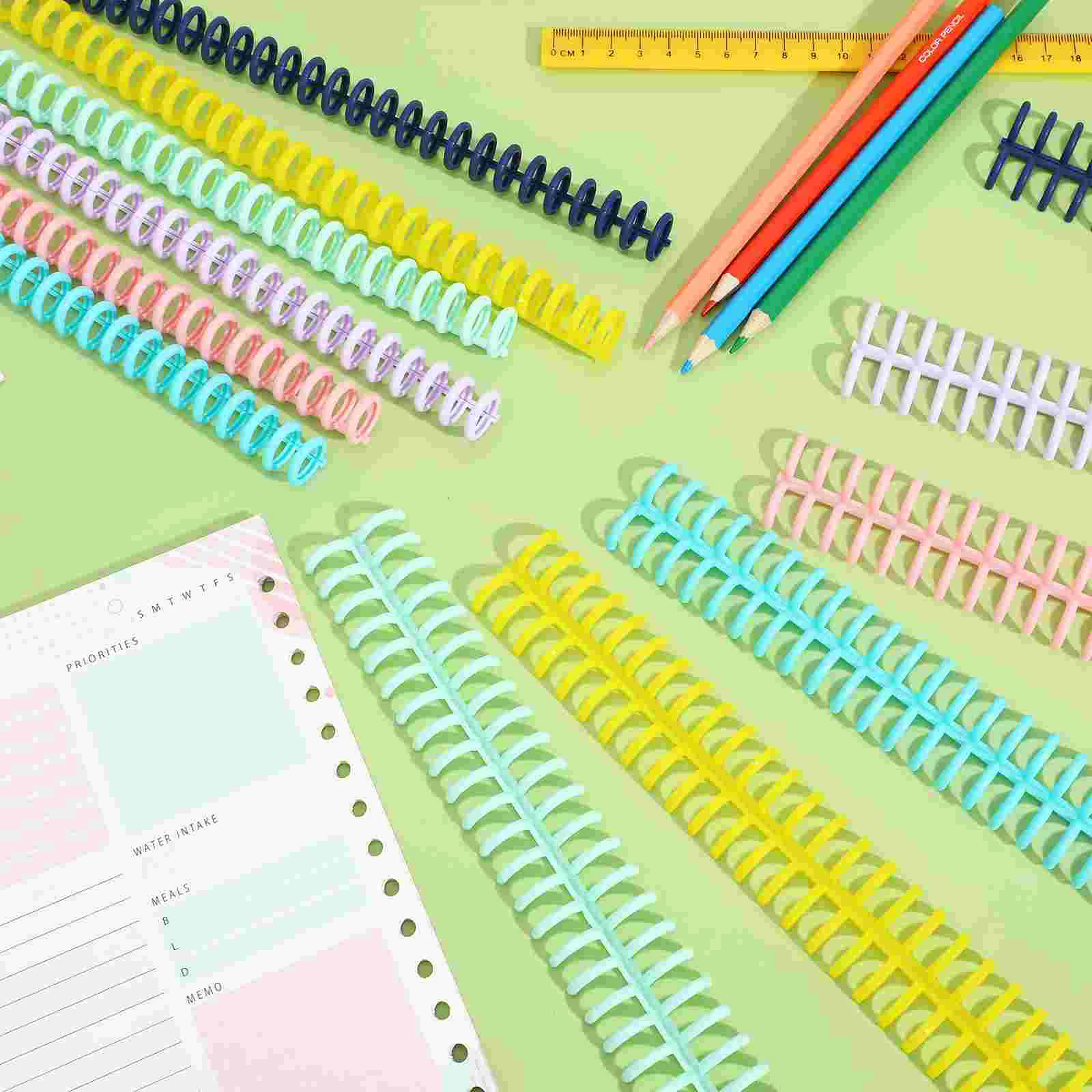 12 Pcs Note Books Binding Ring Binder Spine Accessories Machine Spiral 2800X300X150CM Plastic Strips Rings Loose Leaf Spines