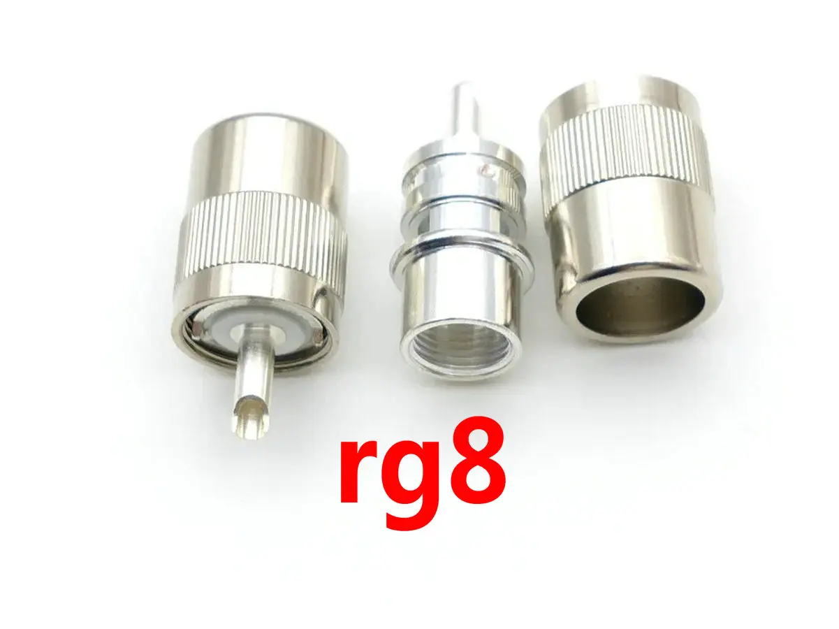 50PCS brass UHF Male PL259 Plug Solder RG58 RG142 LMR195 RG400 / RG8 RG213  Cable Connector