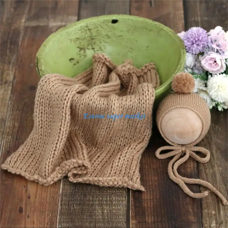 

090B Newborn Photography Posing Props Hat Basket Rug Set Photostudio Backdrop