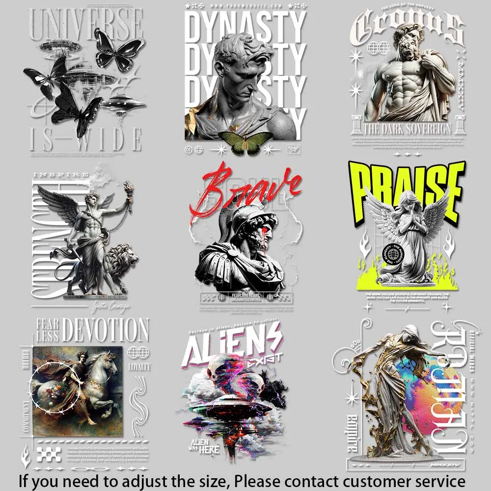 Unique Iron-On Patches: Myth, Wealth, Liquid Art & Angel Graphics for Custom Clothing Decor Quick - drying Heat Transfer