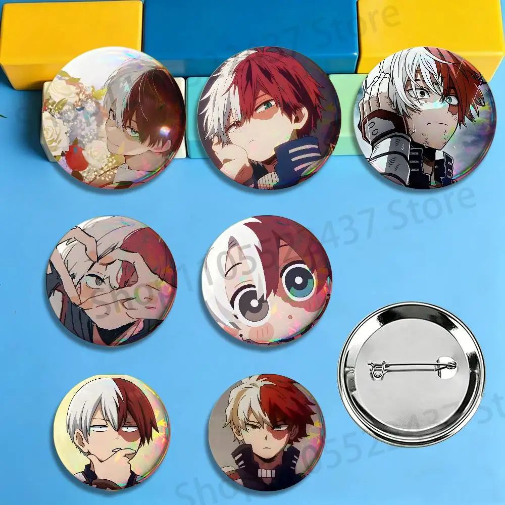S-Shoto Todoroki Anime My Hero Badges Pins Button Custom Anime Role Old-school Brooches Cartoon Collar Gifts