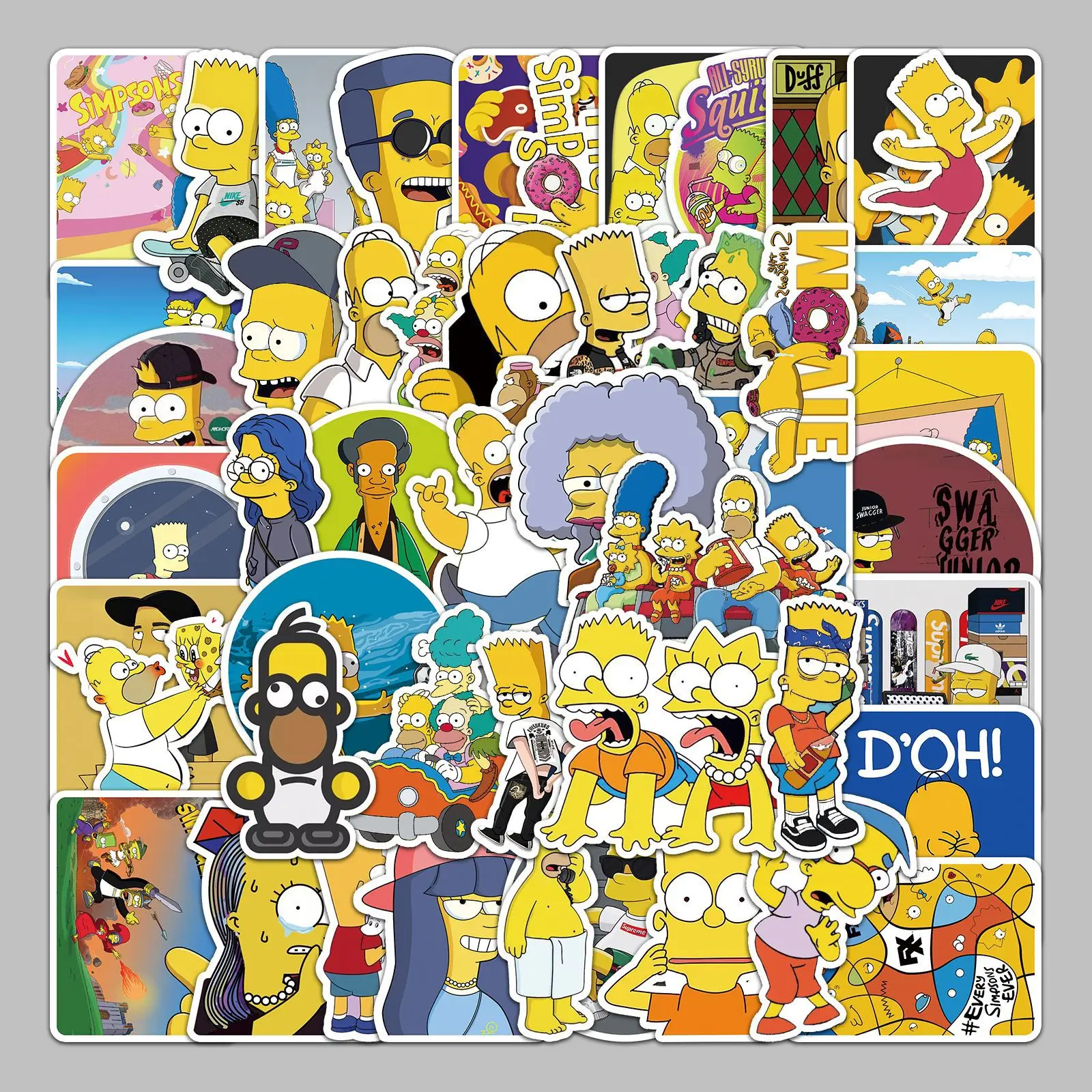 50/100/200/300Pcs Non-repeating Cartoon Anime Simpsons DIY Graffiti Waterproof Stickers for Kids