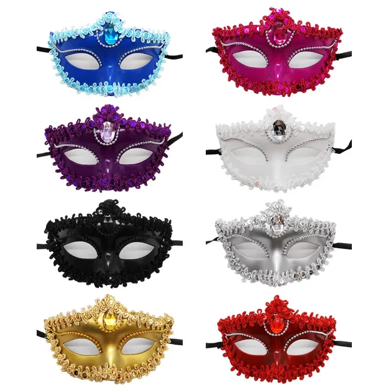 20pcs Women Girl Masquerade Mask Venetian Gold Black Lace Mardi Gras Masks Carnival Decoration Christmas Halloween Festival