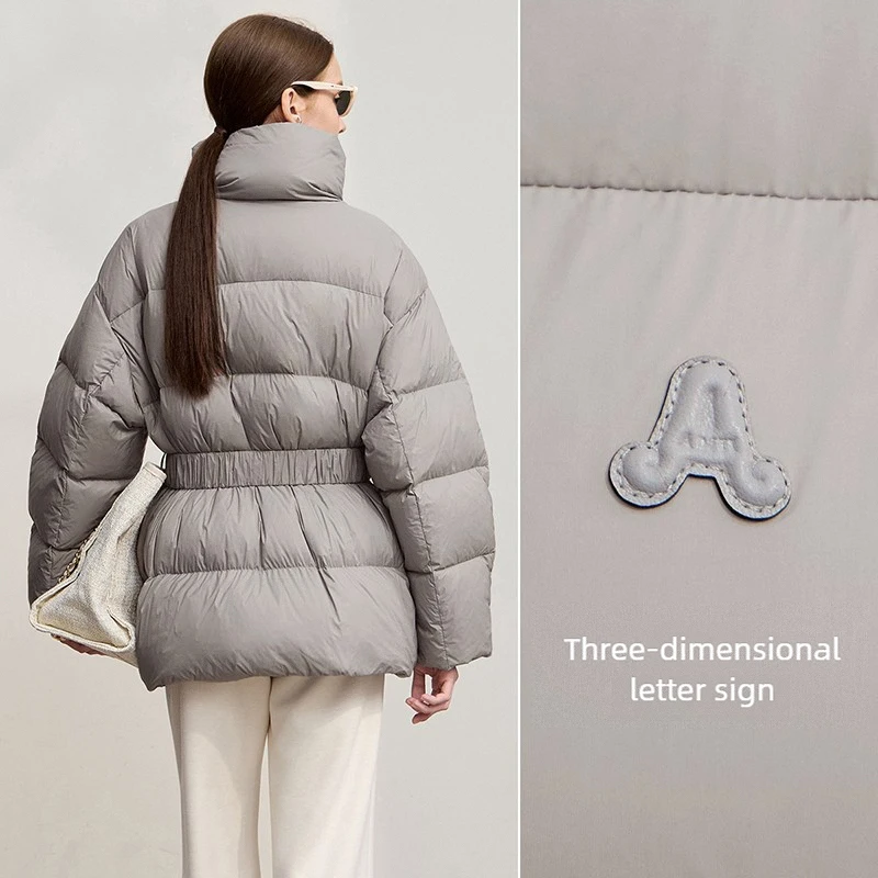 Amii donsjassen 2025, winter nieuwe losse rits coltrui met lange mouwen donsjack voor dames effen kleur veelzijdige jas 12524052