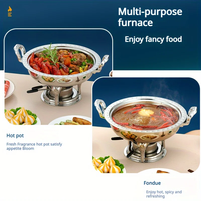 Round Chafing Dish for Buffet Stainless Steel Food Warmer w/ Lid & Handle, Buffet Warmer Chafers for Parties, Weddin
