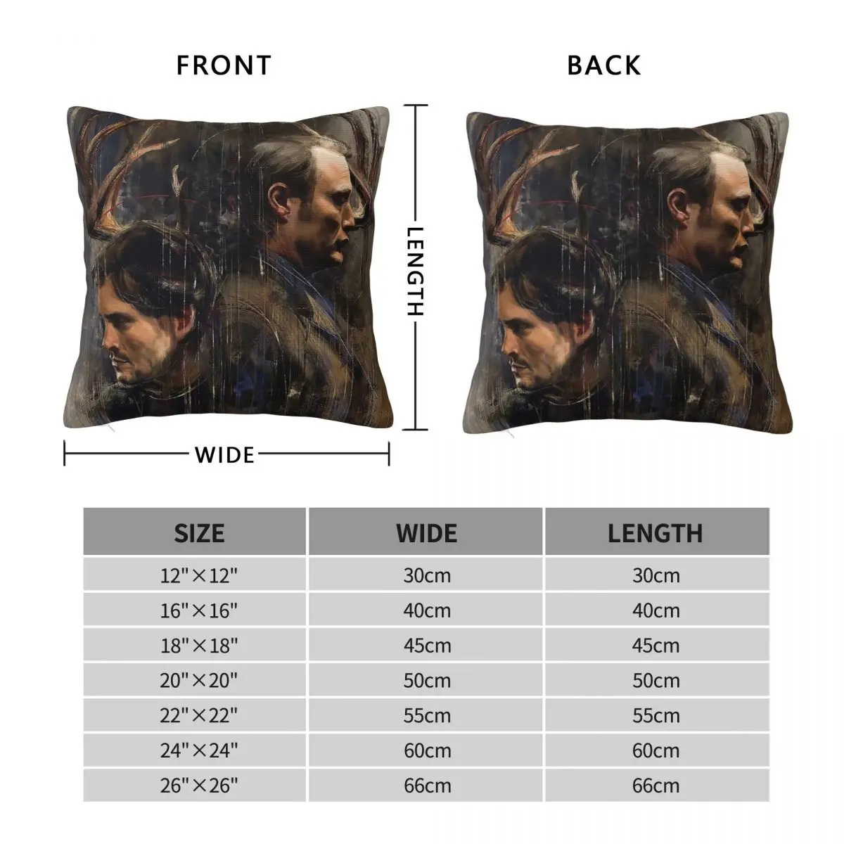 Hannibal Will Graham Mads Mikkelsen Square Pillowcase Polyester Linen Velvet Creative Decor Throw Pillow Case Car Cushion Cover