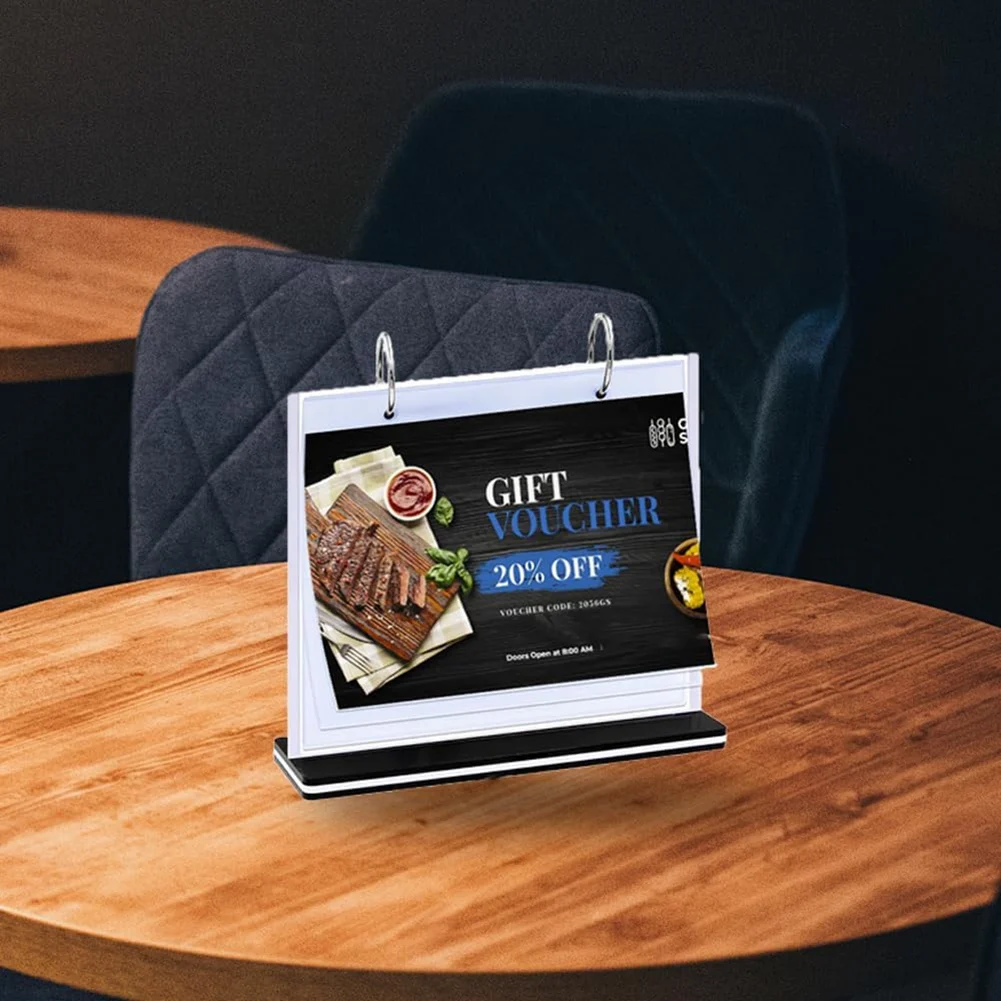 【Bestseller】A5 T-Shaped Multi-Page Flip Acrylic Sign Holder, Menu/Photo/Advertising/Beverage Display Stand