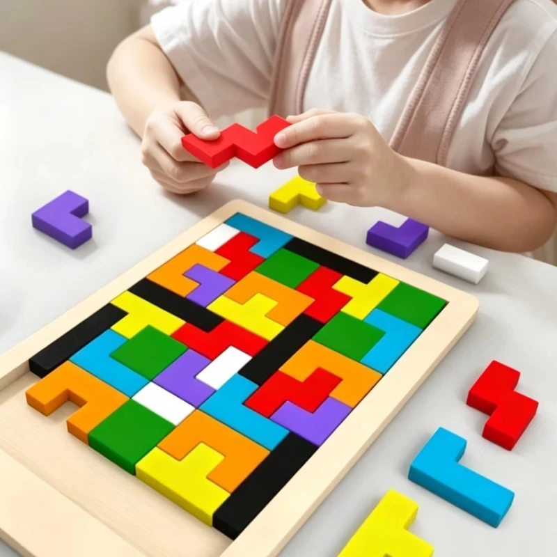 1/2/4set Wooden Puzzle 3D Square Toy Colorful Irregular Puzzle Baby Early Thinking Logic Educational Toys Color Games Gifts