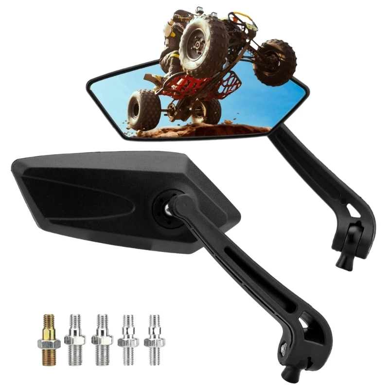1Pair Rearview Side Mirrors Scooter Adjustable Rotating Mirrors with Bolt