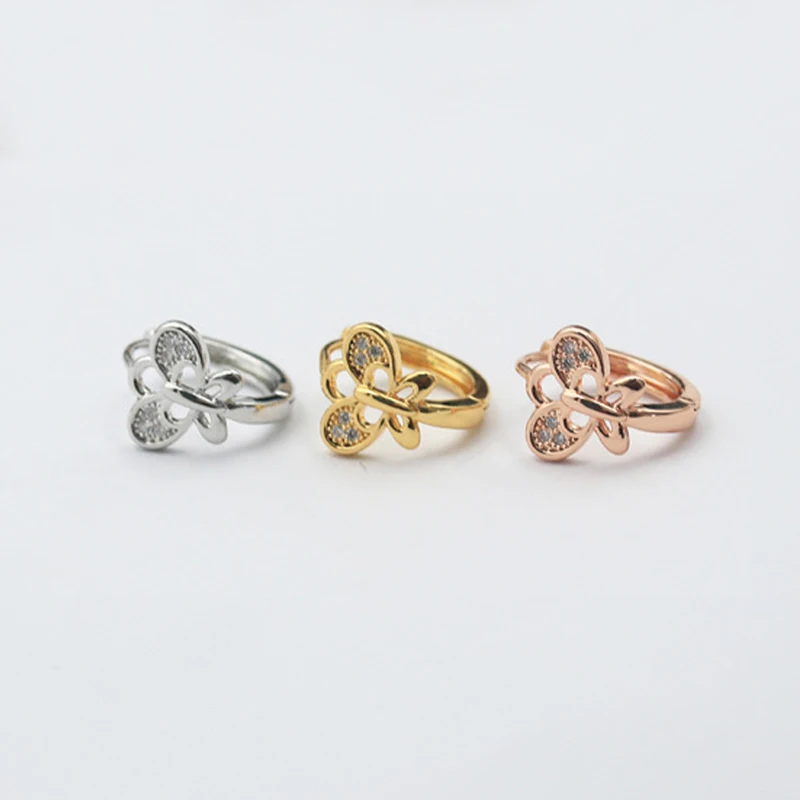 

Cute Small Copper Zircon Buterfly Shape Hoop Earring 10 mm Closed Circle Round Ear Cartilage Piercing Cuff Jewelry Wholesale