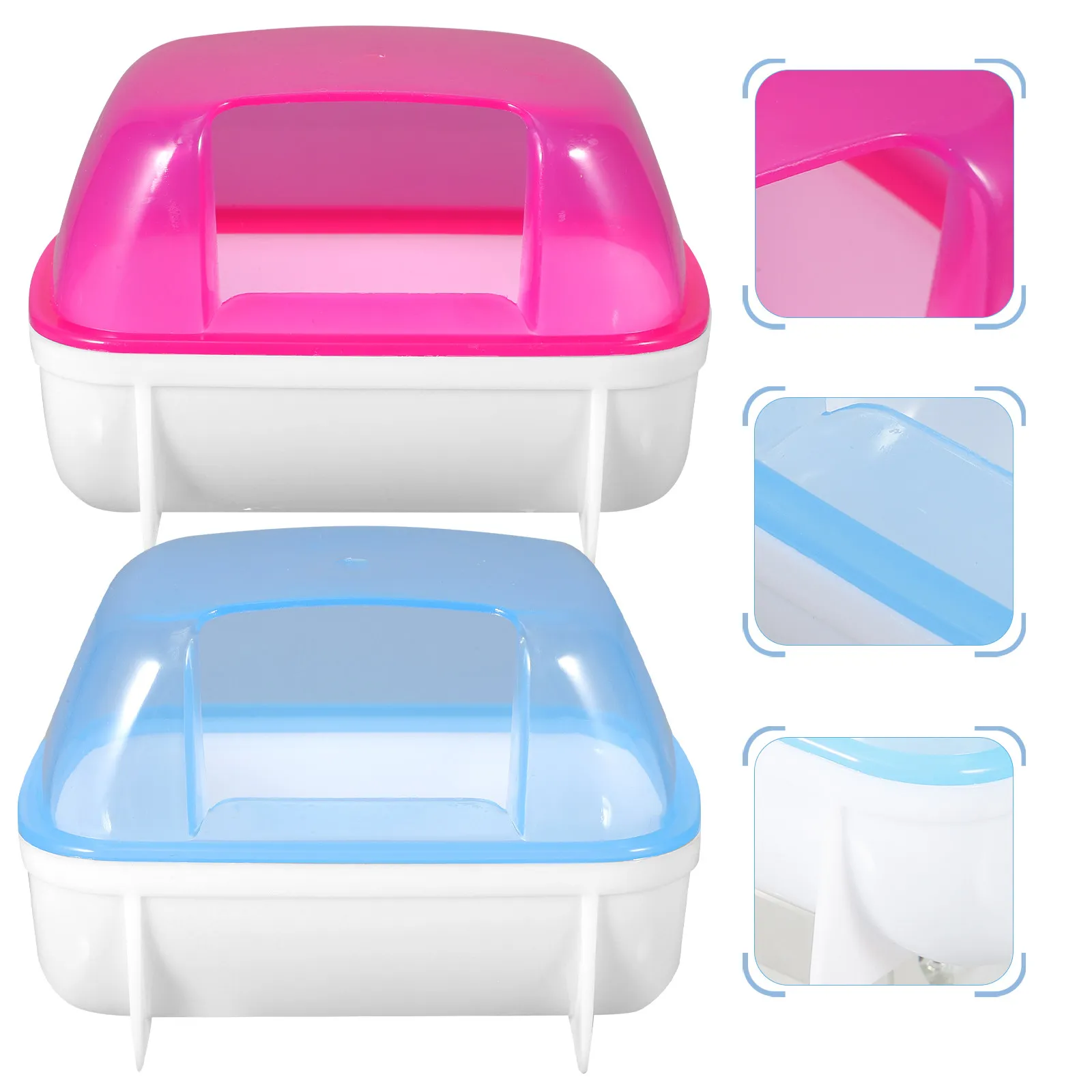 2Pcs Small Pet Sand Bath Room Environmentally Friendly Plastic Half Transparent Sand Bathroom for Hamster Chinchilla Portable