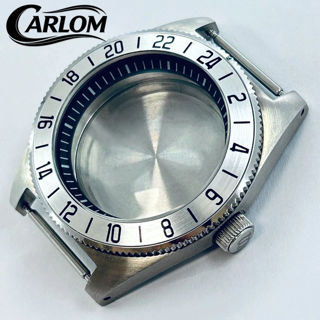 40mm Watch Case Fit NH34 NH35 NH36 NH38 NH39 NH70 NH72 Movement S Crown GMT Ceramic Aluminum Bezel Silver Watch Parts
