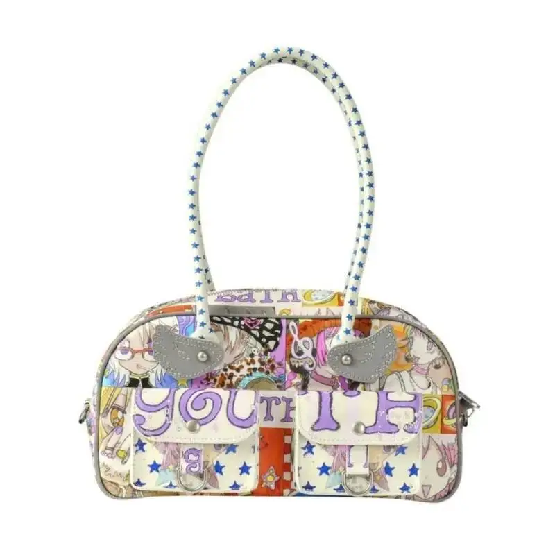 

Bloom Hot Girls Y2k Grunge Shoulder Bags Women High Street Wings Boston Underarm Bag Female Sweet Cool Moto Biker Handbag 2025