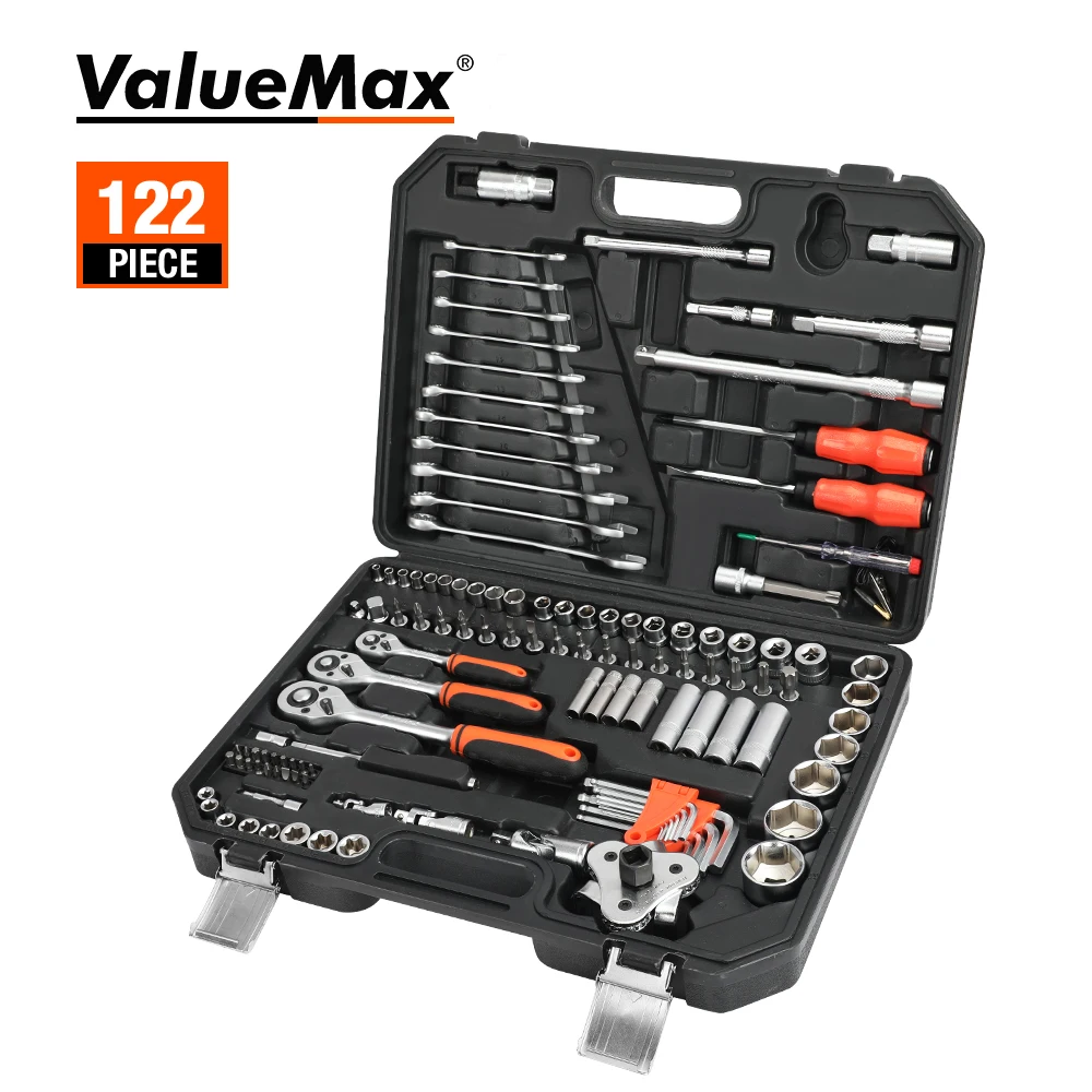 

ValueMax 122 In 1 Set Hand Tool Kit Car Repair Tools Mechanical Workshop Tool Set Wrench Kit Screwdriver Socket Set Repair