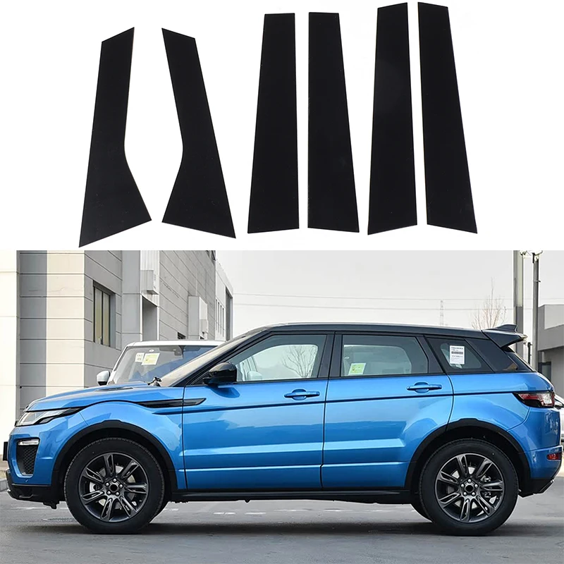 6Pcs PC Glossy Black Center Pillar Trim For Land Rover Range Rover Evoque 2012-2018 B-Pillar Door Post Cover