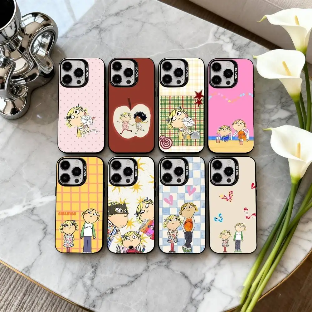 

C-Charlie-E and L-Lola-A Phone Case For iPhone17,16,15,14,13,12,11 Plus,Pro Max Candy Silver Plated Inside Cover