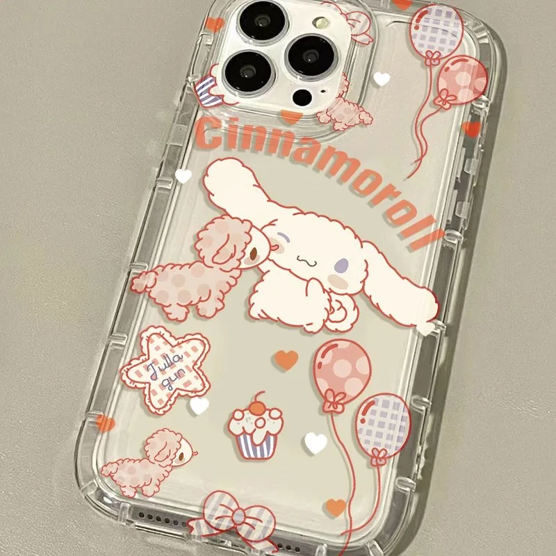 Bonita funda de teléfono transparente Cinnamoroll para OPPO A15 A16 A17 A31 A53 A54 A57 A60 A74 A92 A93 A94 A98 2020 4G 5G Airbag a prueba de golpes