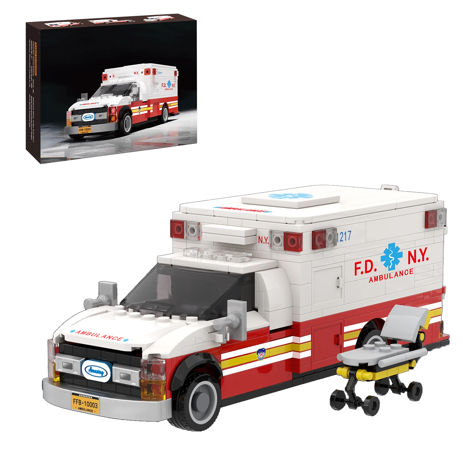 

660 Pcs 10003 American Ambulance Model 8-Stud Brick Building Blocks Toy for Kids