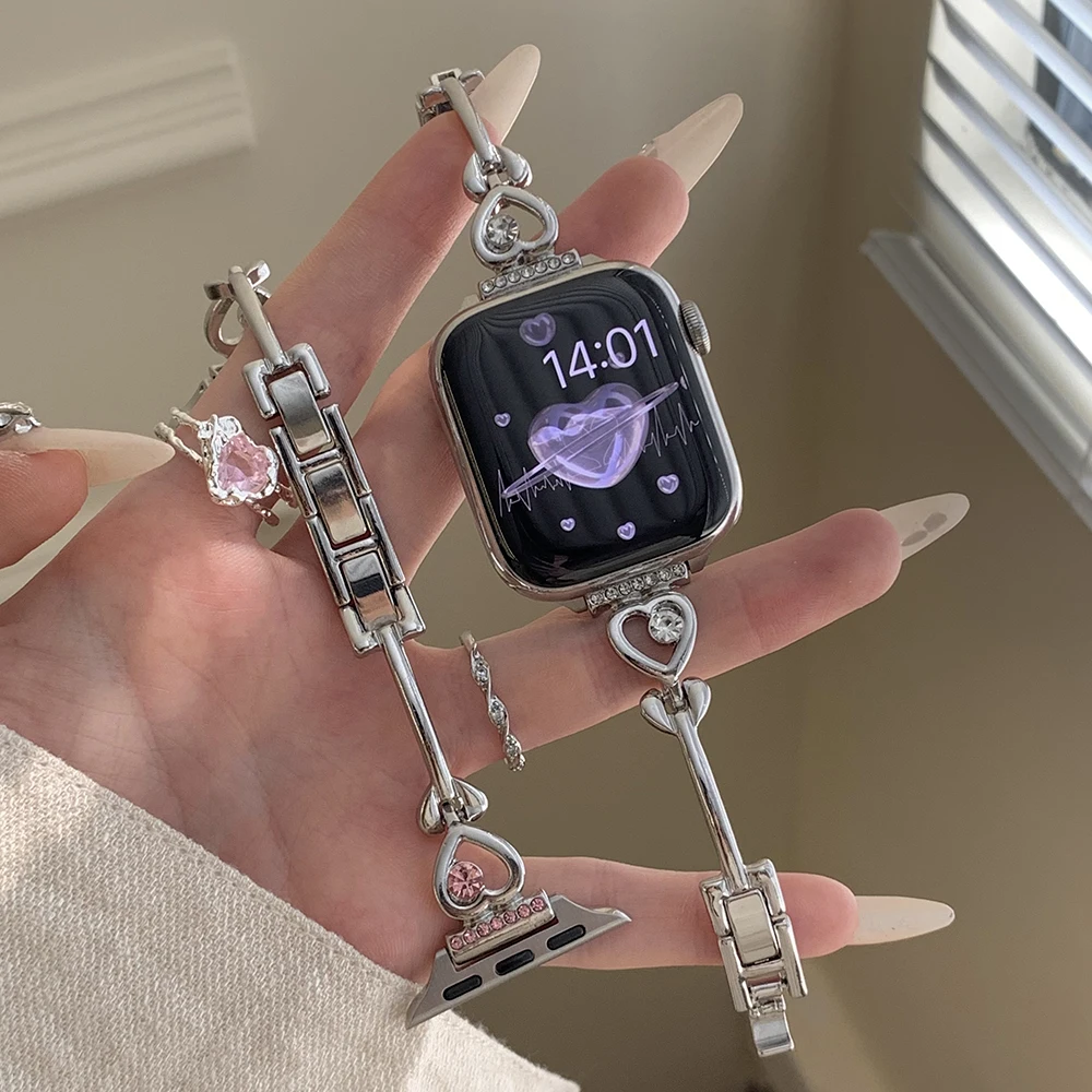 

10 шт. для Huawei 5X FIT GT Heart Diamond браслет-браслет ремешок для Apple Watch Series Ultra Se металлический ремешок для часов оптовая продажа