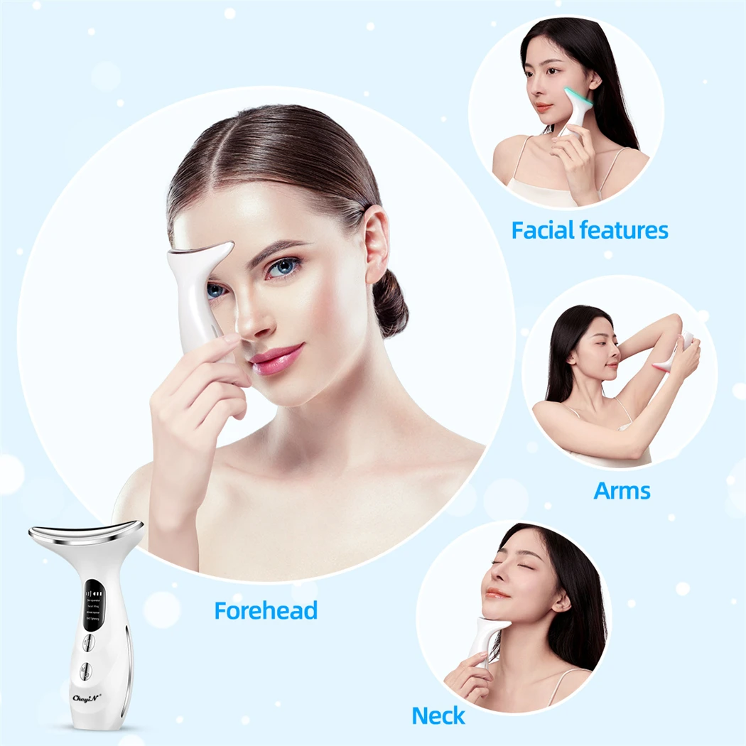 เครื่องนวดหน้า CkeyiN 4 สี ยกกระชับใบหน้า EMS กำจัดเหนียง ลดเลือนริ้วรอย กระชับผิวหน้า พร้อมไฟ LED