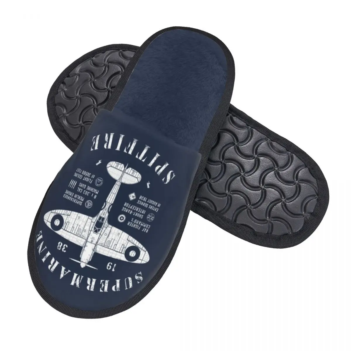 Custom Supermarine Spitfire Memory Foam Slippers Women Cozy Warm Fighter Plane Pilot Aircraft Airplane House Slippers