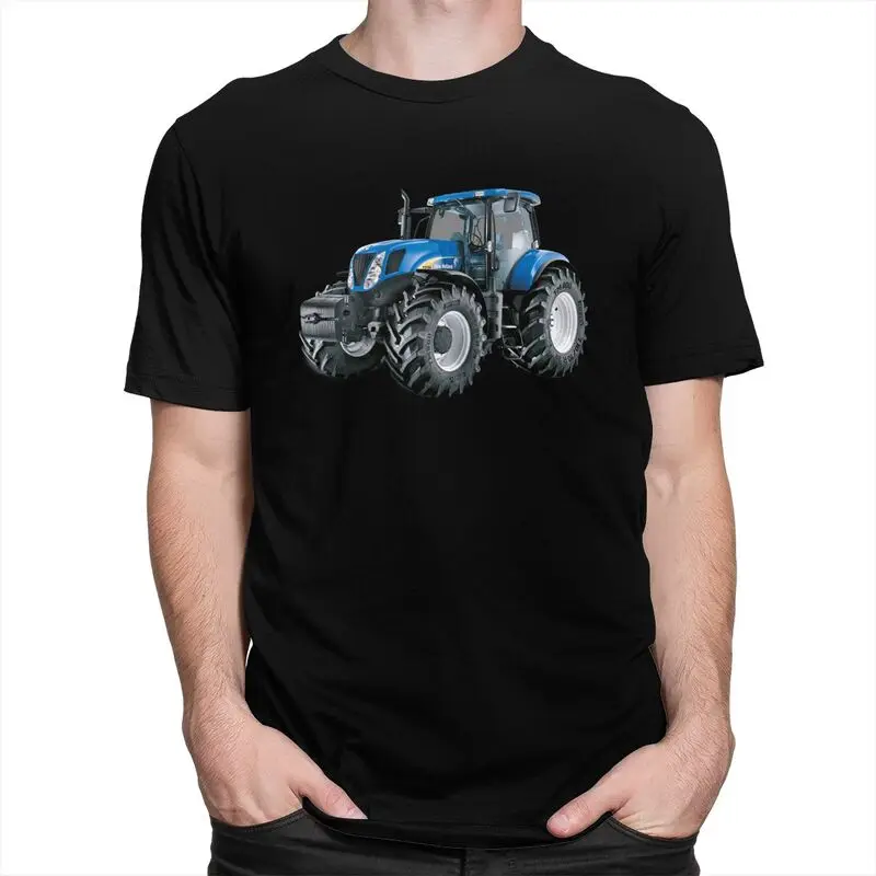 Custom Tractor T Shirt for Men Pure Cotton Tshirt Casual Tees Short Sleeves T-shirt Loose Fit Clothing