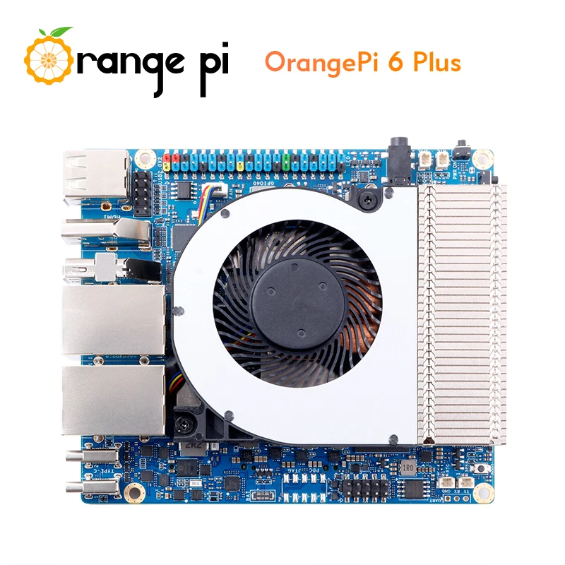 Orange Pi 6 Plus 16G + مبرد DDR5 CIX SoC Mini PC M2 NVME SSD 45TOPS NPU لوحة واحدة للكمبيوتر تشغيل Linux/Android/Windows/ROS2 OS