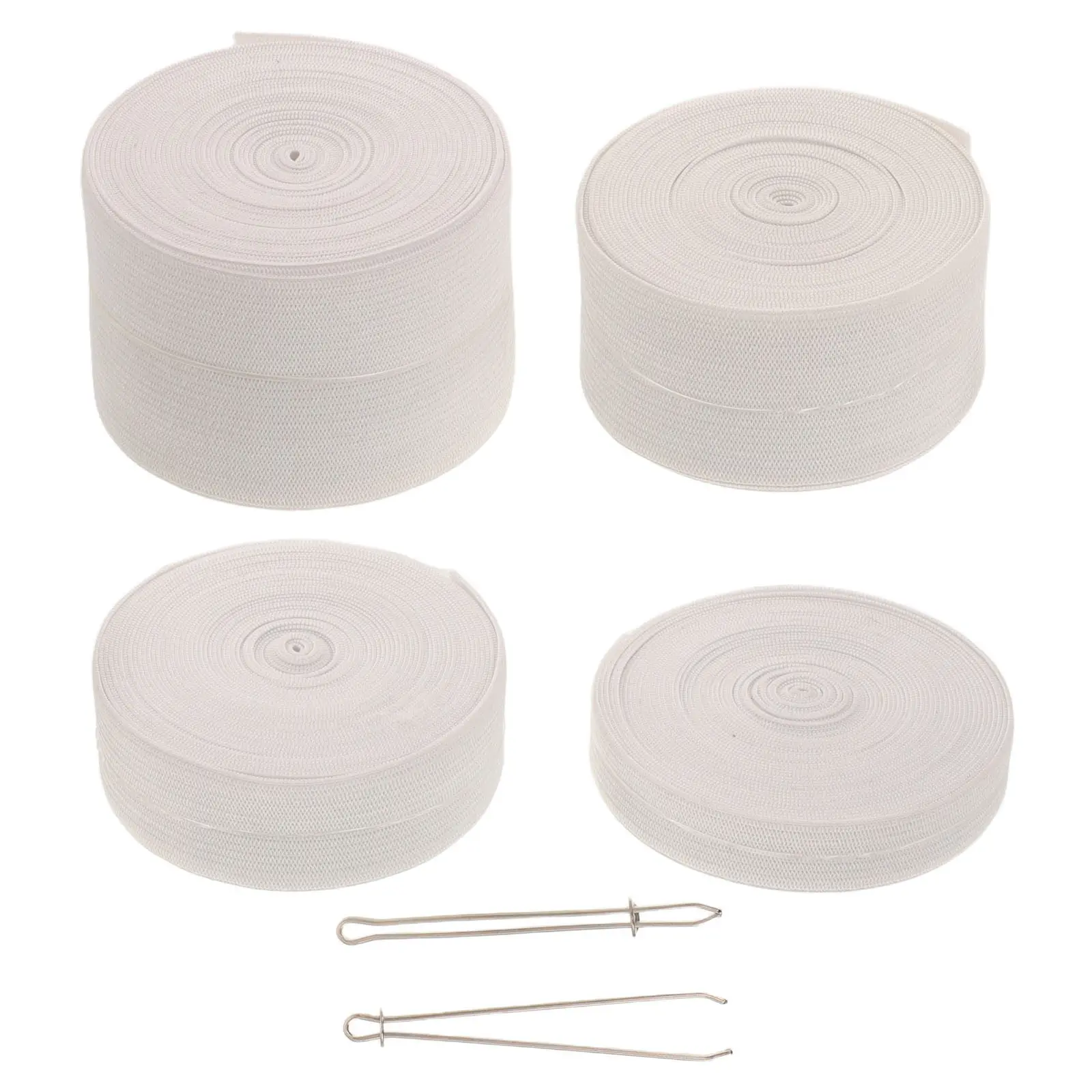 4 Roll White Elastic Bands Sewing Stretch Tape Different Widths 0.6 1 1.5 2 Inch for Waistband Replacement Elastic Band