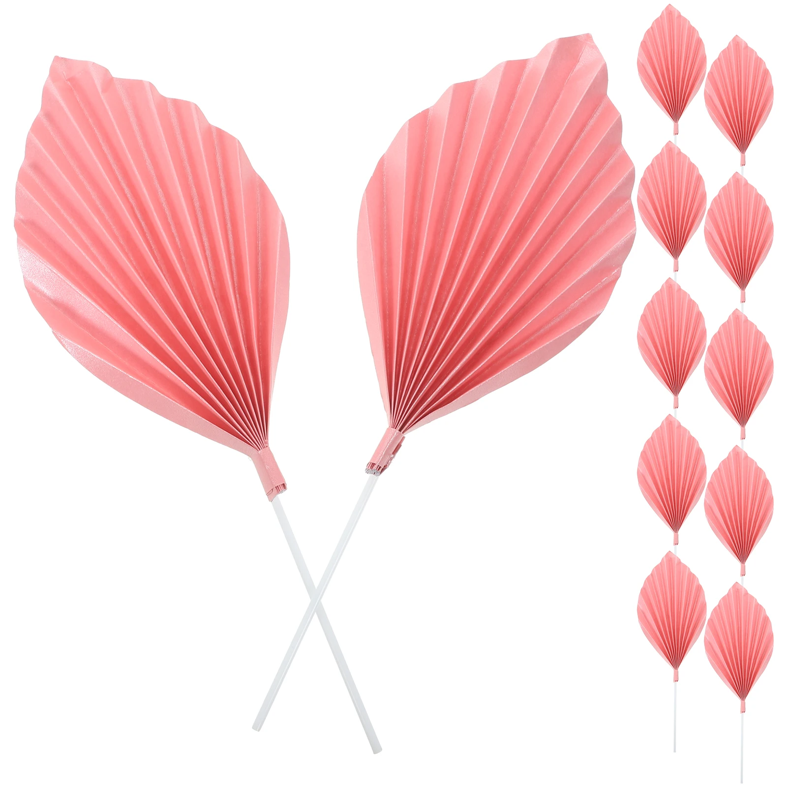 

12 Pcs Decoration Flags Leaves Cake Leaf Topper Paper Fans Tropical Decorations Safe Material Unique Design
