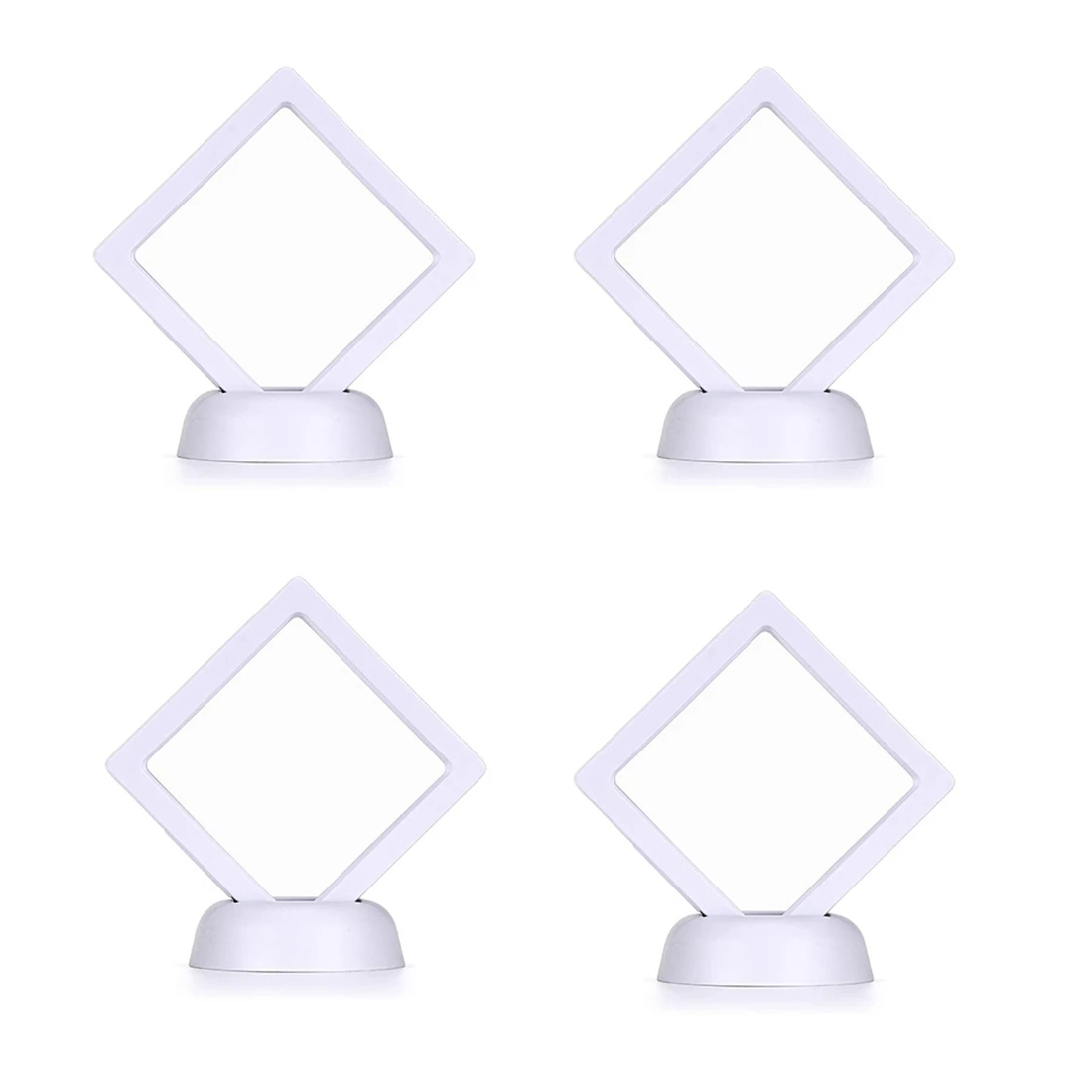 4 Pieces of Challenge Coin Holder 3D Floating Frame with Bracket Anti-Tarnishing Jewelry Box Coin Display Cabinet White