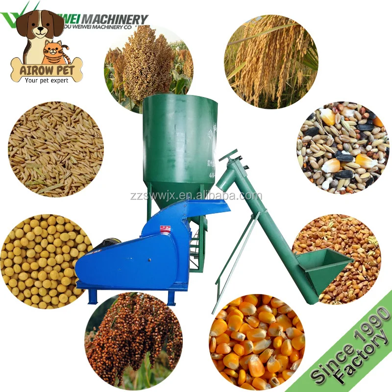 AIROW Weiwei Mill Machine Industrial Grain Grinder Pulverizer Corn Milling Automatic Horizontal Animal Poultry Pig Feed Mixer