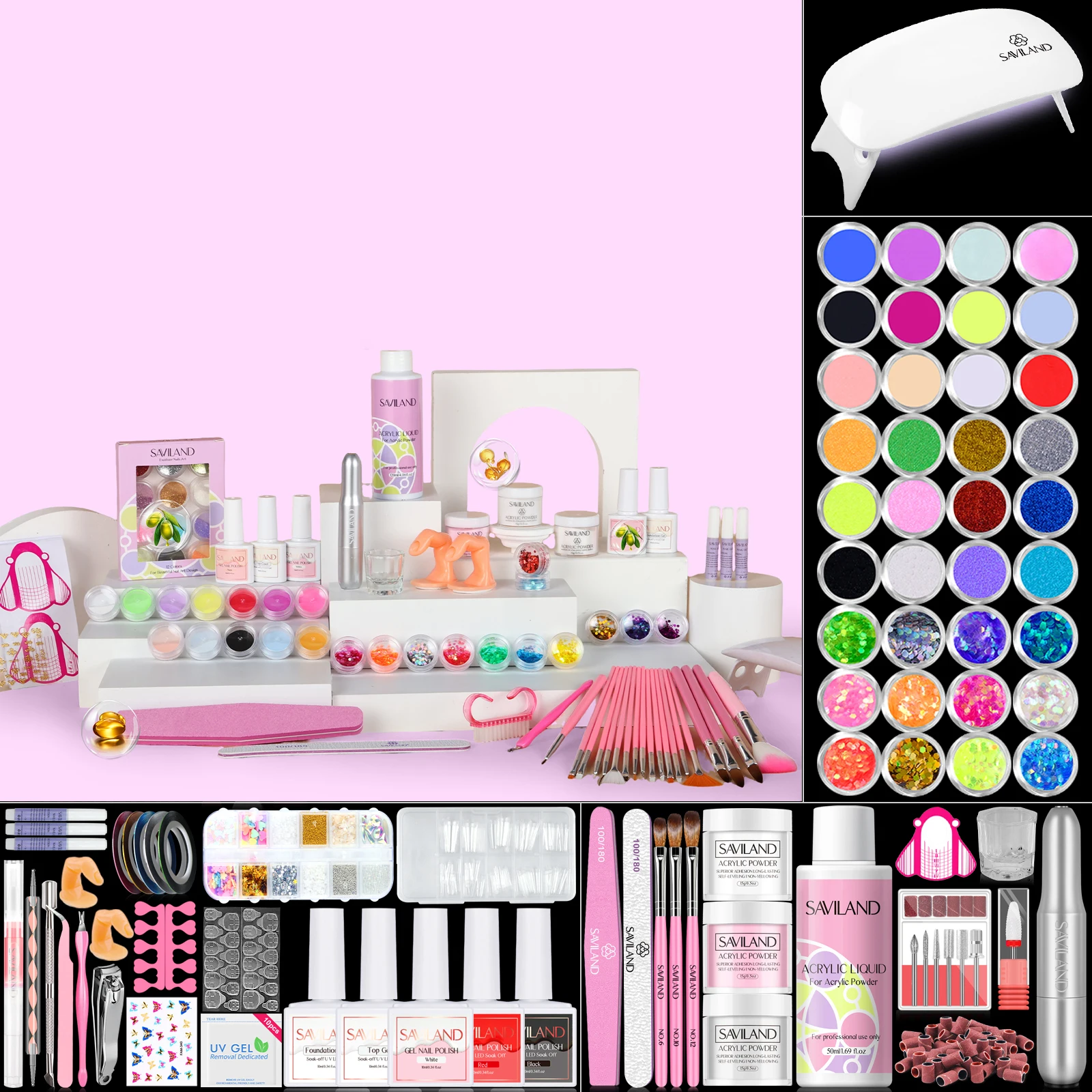 

Полный набор для ногтей SAVILAND для начинающих, в комплект входит гель-лак, дрель для ногтей, УФ-свет, все для профессионального салона, подарок для домашнего использования