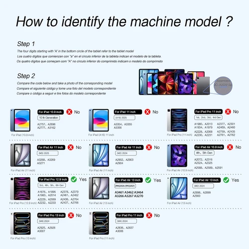 Imagen 2 del producto Teclado Mágico para iPad Air de 13 pulgadas M4 2026 M3 M2 Pro 12.9'' Funda Inteligente con Teclado en Español, Portugués, Hebreo, Francés, Alemán, Coreano