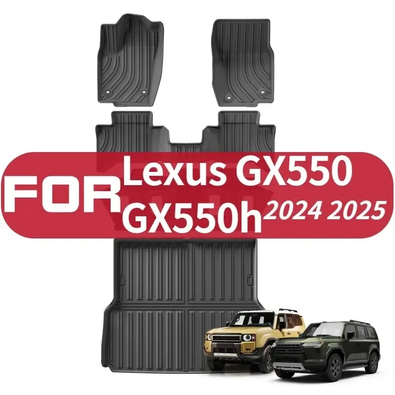 الحصير سيارة لكزس GX550 GX550h 2024 2025 5 مقاعد نموذج الملحقات جذع مسند الظهر وسادة TPE ثلاثية الأبعاد المضادة للانزلاق القدم حصيرة حماية