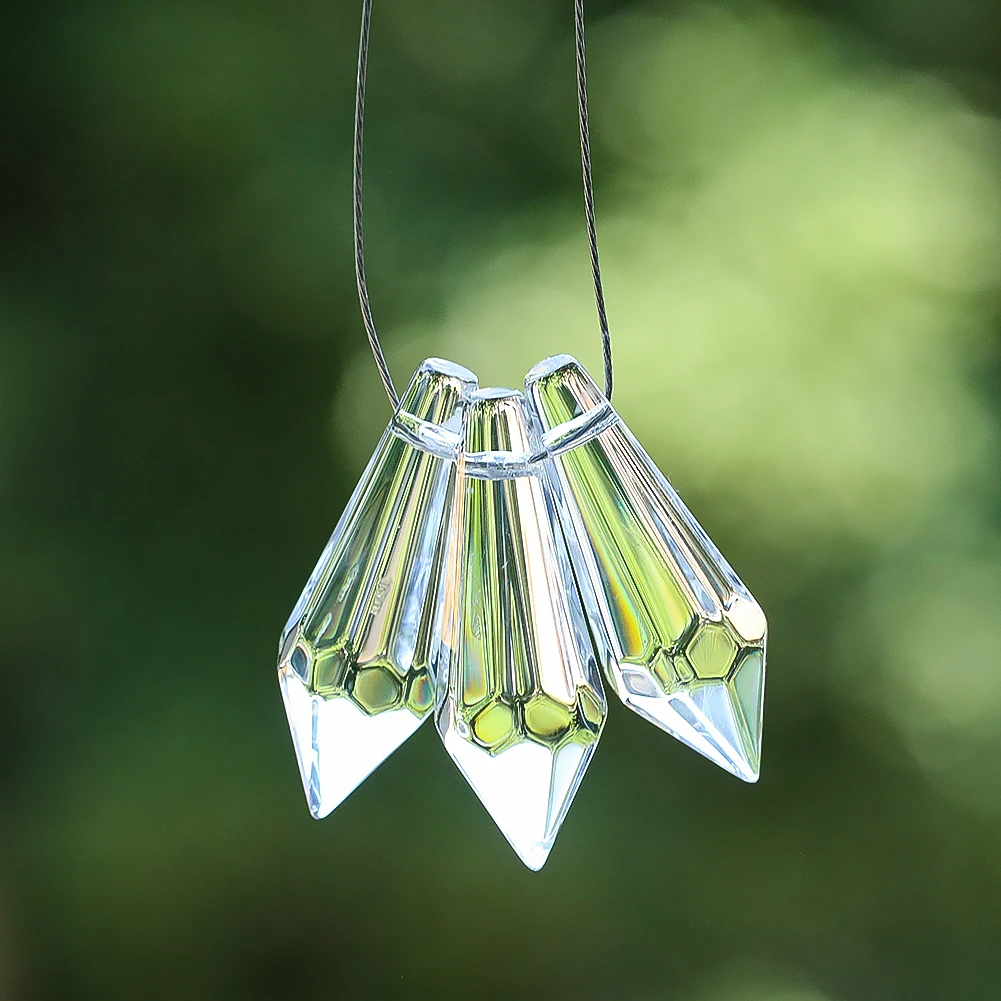 5PC 35MM Faceted Prism Glass Single Pointed Obelisk Conical Crystal Pendant Clear Shiny Sun Catcher Chandelier Lamp Dangle Parts