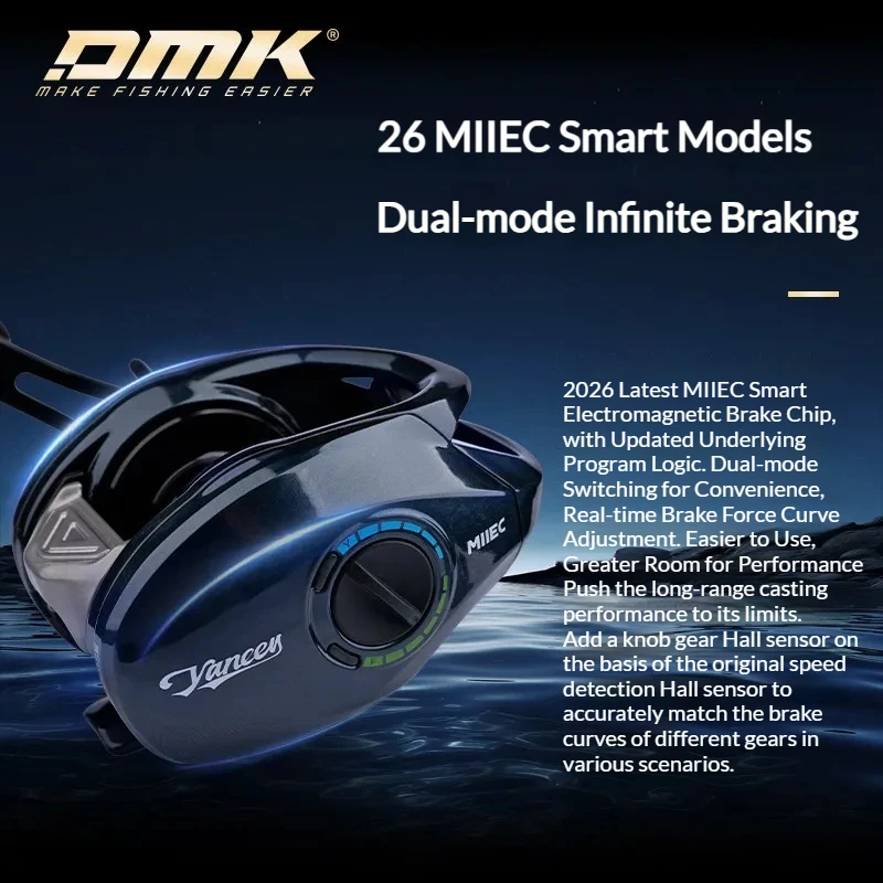 Dmk Baitcasting Reel Miiec Smart Dc Electromagnetic Brake Long Cast Dual Mode Stepless Saltwater Fishing Reel For Adult Anglers