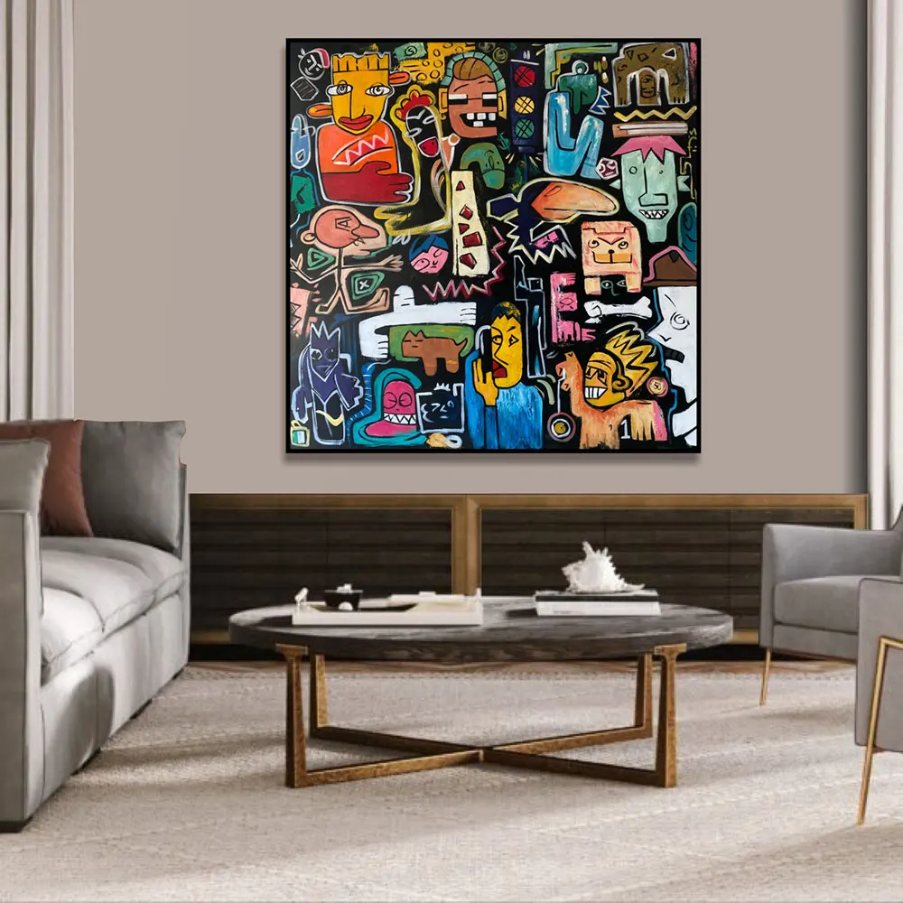 

Large Abstract Colorful Paintings On Canvas Street Graffiti Style Wall Modern Painting Unique For Livingroom Bedroom Decoration